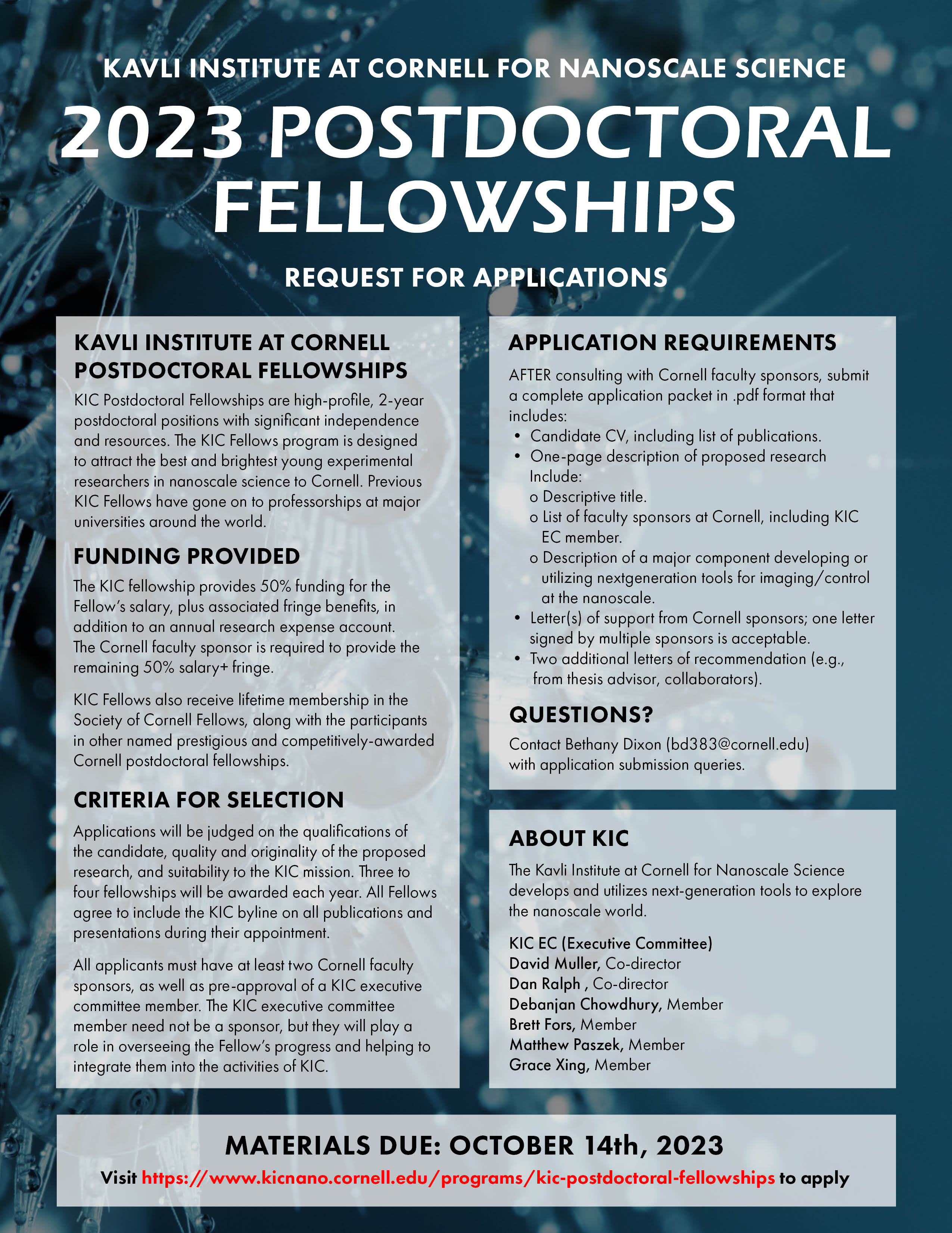 KIC Experimental Postdoctoral Fellowships Lab of Atomic of Solid